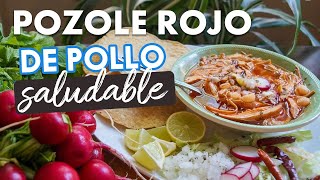 Cómo hacer Pozole Rojo de Pollo en versión Saludable comidassaludables diabetes [upl. by Kurtzman]