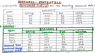 Calculate Seasonal indices for the following Seasonal data  Seasonal index [upl. by Seda]