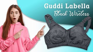 Guddi Labella Black Nonpadded Wireless Broad Straps Bra bra wirelessbra nonpaddedbra [upl. by Icat]