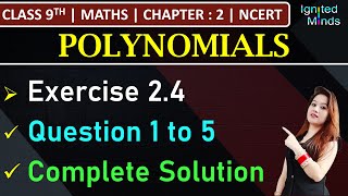 Class 9th Maths  Exercise 24 Q1 to Q5  Chapter 2 Polynomials  NCERT [upl. by Grannie]