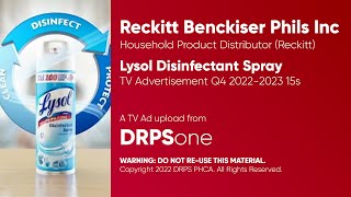 Lysol Disinfectant Spray TV Ad Q4 20222023 15s Philippines [upl. by Izogn]