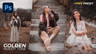 Golden Tone Preset  Photoshop Tutorial  Golden Moody Color Grading in Photoshop [upl. by Nohsyar469]