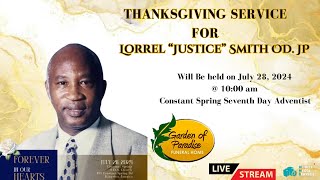 Thanksgiving Service for Lorrel “Justice” Smith OD JP [upl. by Atinal182]