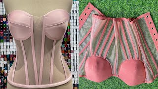 How to SEW a Dartless Transparent Cupped Corset [upl. by Drummond125]