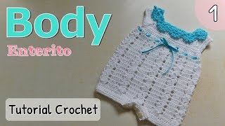 Patrón body enterito pelele a crochet ganchillo para bebe 12 [upl. by Reinold637]