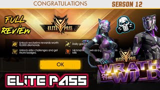 FREEFIRE ELITE PASS SEASON 12 FULL DETAILS amp HONEST REVIEW PRONATION  WRATH OF THE WILD 🔥🔥🔥 [upl. by Veedis924]