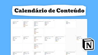 Como Criar Um Calendário de Conteúdo Usando Notion [upl. by Meredi]