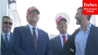 WATCH PresidentElect Donald Trump amp Attendees Mingle Ahead Of SpaceX Launch In Boca Chica Texas [upl. by Madid]