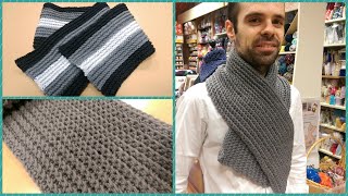 Sciarpa classica alluncinetto Tutorial sciarpa da uomo How to crochet a Scarf [upl. by Whorton]