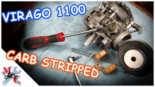 VIRAGO 1100 MIKUNI CARB DISASSEMBLY 8799  STEP BY STEP TUTORIAL  4K [upl. by Eahsal]