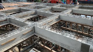 Concrete BEAM Construction Process Traditional Timber Formwork Reinforcement Beam Shuttering Work [upl. by Myrle873]