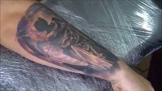 Fallen angel tattoo  normal speedtime lapse [upl. by Ekal]