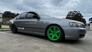 Budget BA Falcon Drift Car Gets Upgrades Coil Overs Brakes Cooling amp More [upl. by Aihseuqram]