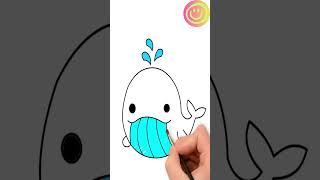 Drawing and Coloring a Cute Whale for Toddlers  Easy Tutorial [upl. by Imarej999]