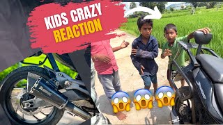 Kids Crazy Reaction😱😂😂 Akrapovic Exhaust 😱On Dominar 400🚀🚀🚀 [upl. by Enyrat450]