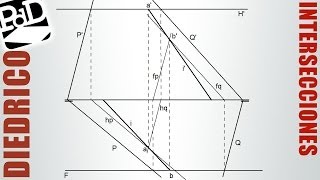 Intersección de planos con los dos cruces de trazas fuera del dibujo Sistema Diédrico [upl. by Callean314]