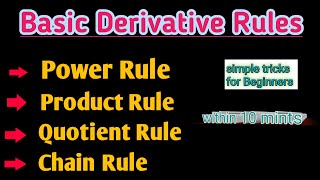 Differentiation Rules  Power Rule Product Rule Quotient Rule Chain Rule  Derivative Basic Rules [upl. by Docilu373]