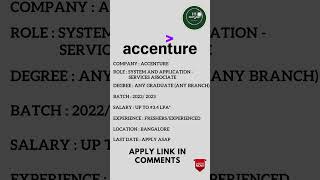 Accenture Recruitment 2023  System and Application Services Associate accenture  freshers  jobs [upl. by Tuorah550]