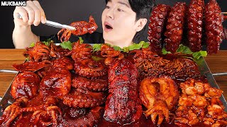 ASMR MUKBANG  SPICY SEAFOOD BOIL 🐙🦑 직접만든 해물찜 먹방 SQUID OCTOPUS LOBSTER TAIL MUSHROOM EATING SOUNDS [upl. by Harrad70]