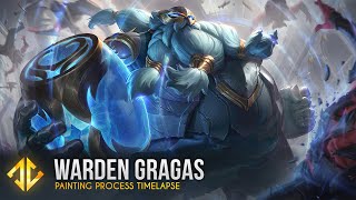 Warden Gragas  League of Legends Splash Art Painting Timelapse [upl. by Anigroeg]