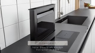 Downdraft Kitchen Cooker Hood in Black 90cm [upl. by Adidnac889]