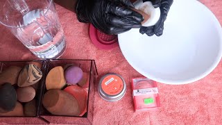 ARGON OIL SPONGE SOAP ASMR CLEANING MAKEUP SPONGES [upl. by Loralie]