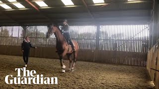 Charlotte Dujardin whips horse more than 20 times in video shared with the Guardian [upl. by Adnola28]