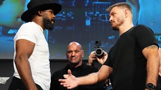 Jon Jones Denies Stipe MIocics Handshake At UFC 309 Press Conference  MMA Fighting [upl. by Cynera368]