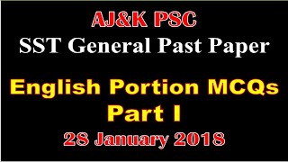 AJK PSC SST General Past Paper Solved English MCQs AJK PSC Exam Preparation SST Headmaster Test [upl. by Rez154]