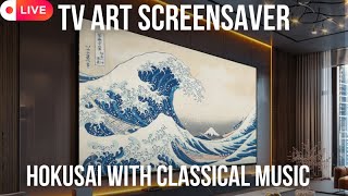 Hokusai Art Slideshow for Your TV  Famous Paintings Screensaver  With Piano [upl. by Hairim167]