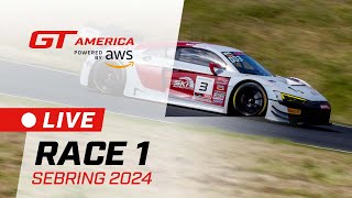 LIVE  Race 1  Sebring International Raceway  GT America powered by AWS 2024 [upl. by Capps]