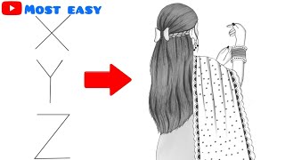 How to draw a Traditional Girl backside  Drawing easy  Pencil sketch for beginners [upl. by Oicnecserc]