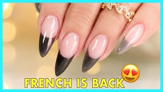 FRENCH Nail with Hybrid Gel amp EFile Technique🖤Pro Tips [upl. by Rodavlas]