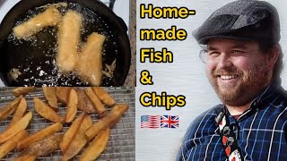 Homemade Fish amp Chips cooked by an American [upl. by Airehc]