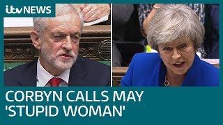 Did Jeremy Corbyn call Theresa May a stupid woman at PMQs  ITV News [upl. by Reinke]