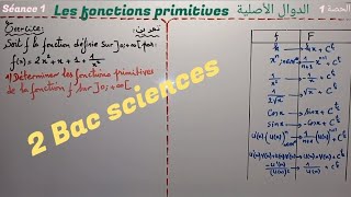 Les fonctions primitives séance 1 2 Bac sciences [upl. by Hildebrandt]