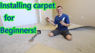 HOWTO INSTALL CARPET FOR BEGINNERS DIY carpet install and tools [upl. by Ecyac251]