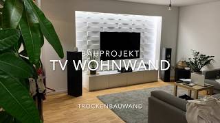 Timelapse Medienwand TV Wohnwand aus Gipskartonplatten  Rigipsplatten bauen [upl. by Nana81]