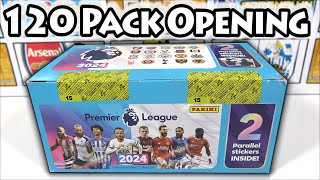 120 PACK BOX OPENING  NEW Panini PREMIER LEAGUE 2024 Sticker Collection  Box Break 3 Parallels [upl. by Nomae550]