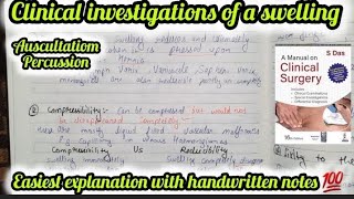 Swelling investigations auscultation and percussion clinical SURGERY s das  surgerylecturembbs [upl. by Erasaec]