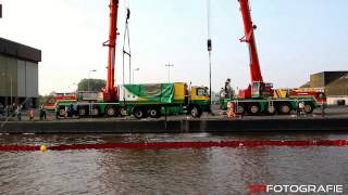 Vrachtwagen te water in Drachten bij Agrifirm  BERGING [upl. by Parette]