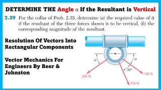 Determine the angle if the resultant is vertical  Vector Mechanics  Engineers Academy [upl. by Jemie]