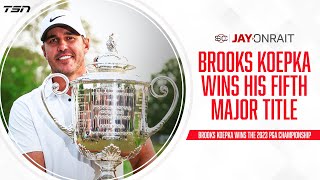 Brooks Koepka joins elite company with fifth major championship trophy [upl. by Nyladnor191]