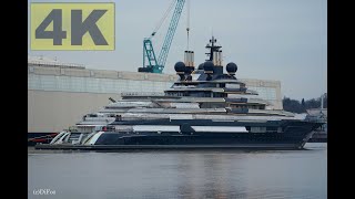 Lürssen Project Super Yacht quotLUMINANCEquot 09022023 undocking  Bremen Vegesack  4K VIDEO [upl. by Allertse]