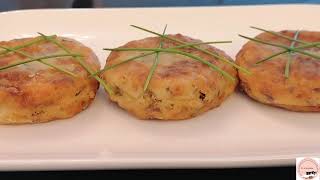 Recette de galettes de pomme de terre au champignons et cibouletteدوائر البطاطس بالفطر المقلية [upl. by Cornia]