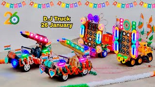 26 January Big DJ Dual Loading Mini Truck Decoration DJ Gadi  Box sound Load DJ Truck Desi DJ Song [upl. by Healey]