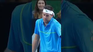 Djokovic imitates Nadal in Del Potro exhibition match tennis 2024 usa uk españa serbia [upl. by Oesile431]