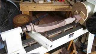 Wood Cabriole Stool Leg On The Lathe [upl. by Adnesor]