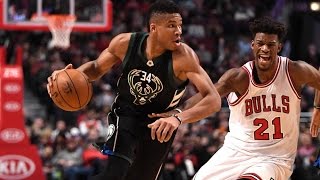 Rookie Malcolm Brogdons 1st Career Triple Double Greek Freak Feasting Bulls vs Bucks [upl. by Tham873]