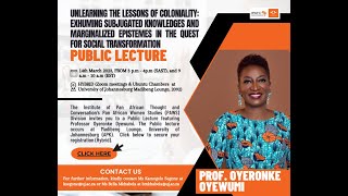 PUBLIC HYBRID LECTURE Professor Oyeronke Oyewumi [upl. by Goody]